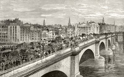 London Bridge w XIX wieku, z „London Pictures: Drawn with Pen and Pencil”, ks. Richarda Lovetta, opublikowana w 1890 r. autorstwa English School